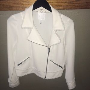 White Cropped Moto Jacket